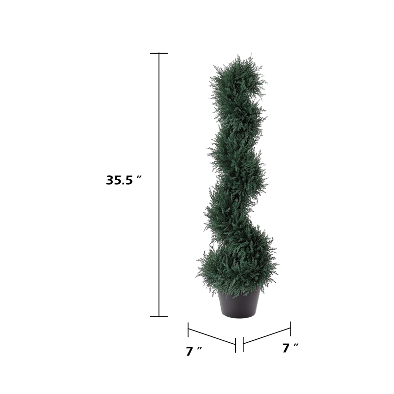 Celia Artificial Cedar Spiral Topiary Tree- Lifelike Poly Silk 36 Inch