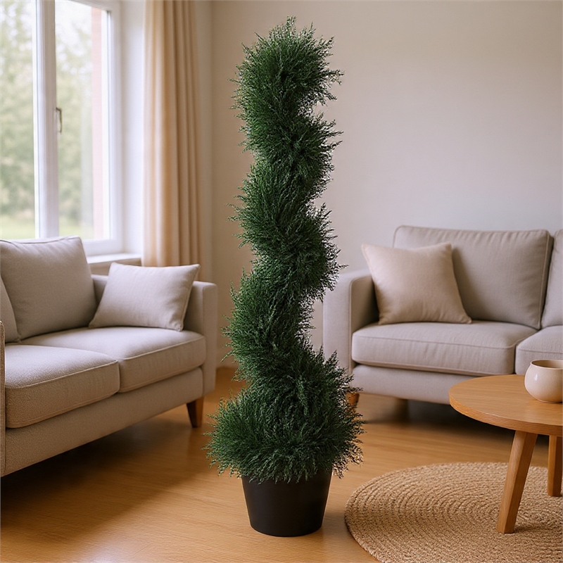 Celia Artificial Cedar Spiral Topiary Tree- Lifelike Poly Silk 36 Inch