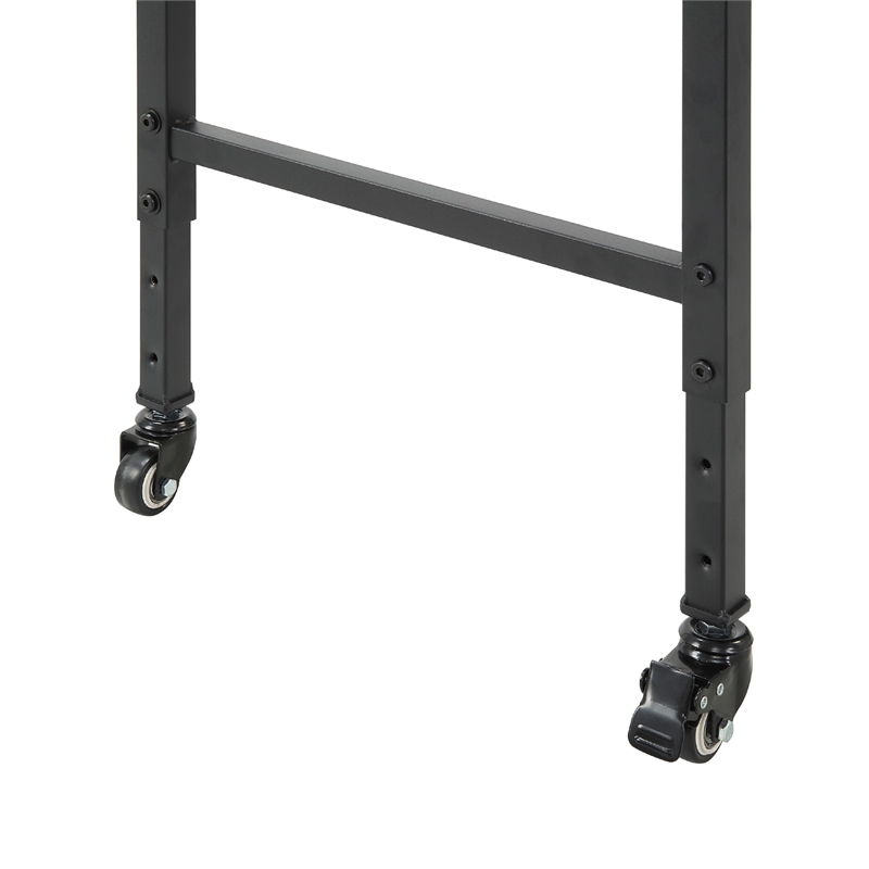 Sumi Overbed Desk- Adjustable Height- Rustic Brown- Black Metal 72 Inch