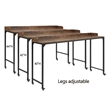 Sumi Overbed Desk- Adjustable Height- Rustic Brown- Black Metal 72 Inch