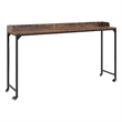 Sumi Overbed Desk- Adjustable Height- Rustic Brown- Black Metal 72 Inch