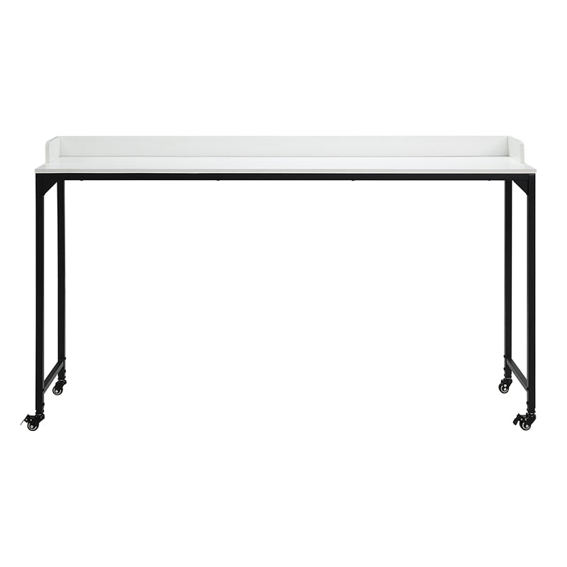 Sumi Overbed Desk- Adjustable Height- White Wood- Black Metal 72 Inch
