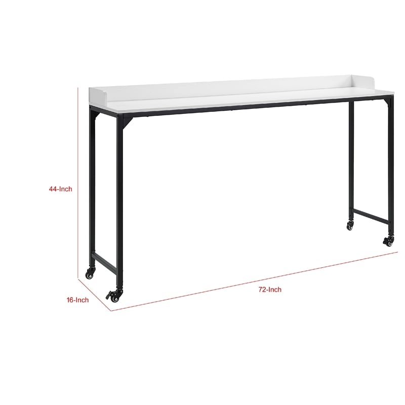 Sumi Overbed Desk- Adjustable Height- White Wood- Black Metal 72 Inch