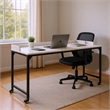 Sumi Overbed Desk- Adjustable Height- White Wood- Black Metal 72 Inch