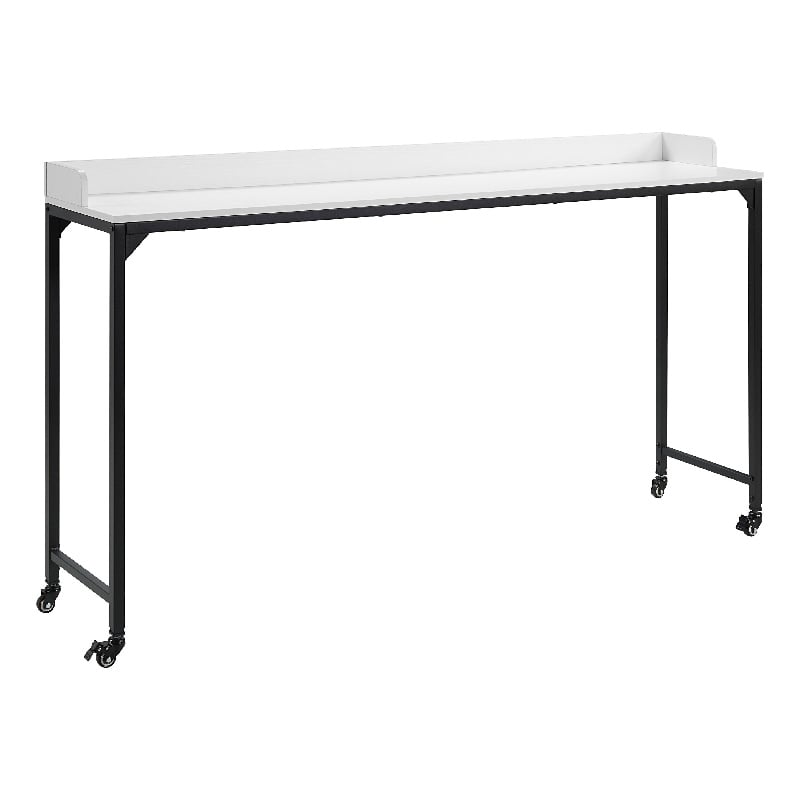 Sumi Overbed Desk- Adjustable Height- White Wood- Black Metal 72 Inch