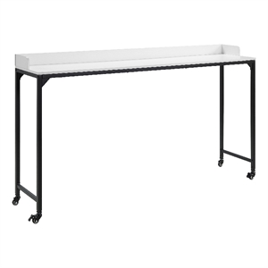 Sumi Overbed Desk- Adjustable Height- White Wood- Black Metal 72 Inch
