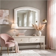 Remy Vanity Dresser Mirror w LED- Arched Frame- Antique White- 35x44