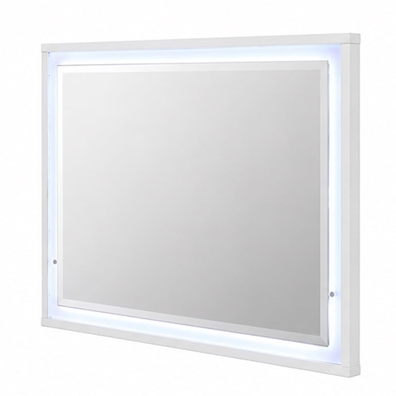 Esy Dresser Mirror- High Gloss White- LED Frame- Beveled Glass- 37x46