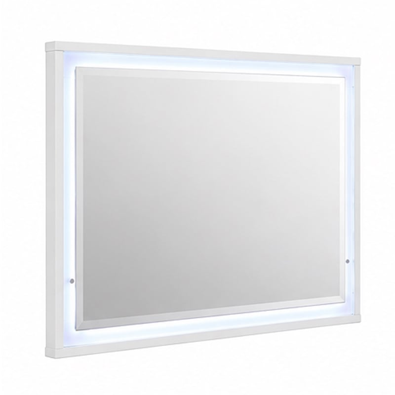 Esy Dresser Mirror- High Gloss White- LED Frame- Beveled Glass- 37x46