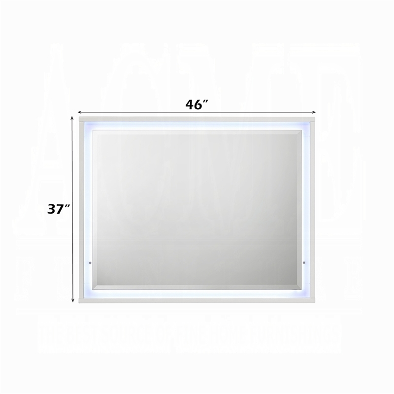 Esy Dresser Mirror- High Gloss White- LED Frame- Beveled Glass- 37x46