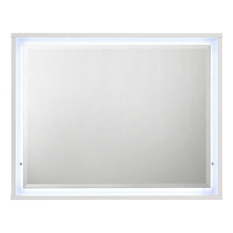Esy Dresser Mirror- High Gloss White- LED Frame- Beveled Glass- 37x46
