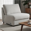 Jeo Modular Armless Chair- Gray Sherpa and Velvet Upholstery- Black Legs