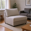 Jeo Modular Armless Chair- Gray Sherpa and Velvet Upholstery- Black Legs