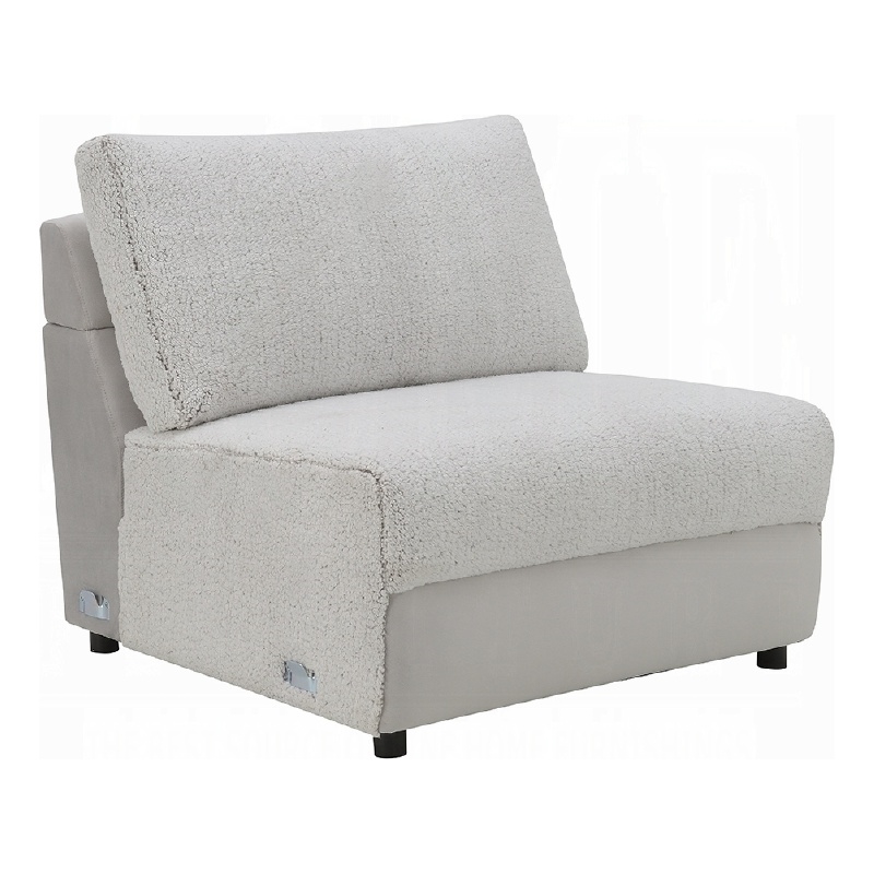 Jeo Modular Armless Chair- Gray Sherpa and Velvet Upholstery- Black Legs