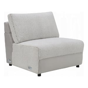 Jeo Modular Armless Chair- Gray Sherpa and Velvet Upholstery- Black Legs