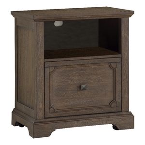 Tola Mobile File Cabinet- 1 Open Shelf and Drawer- Dark Oak Brown 28 Inch