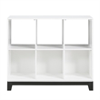 Gare Bookcase-  6 Cubby Shelves- White Wood Frame- Black Base 40 Inch
