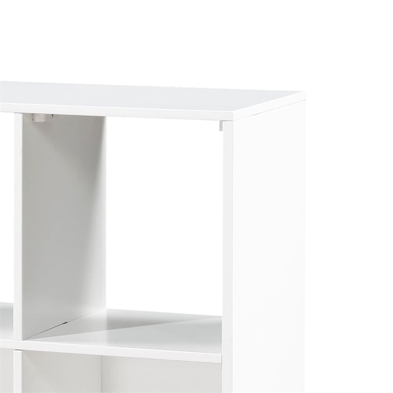 Gare Bookcase-  6 Cubby Shelves- White Wood Frame- Black Base 40 Inch