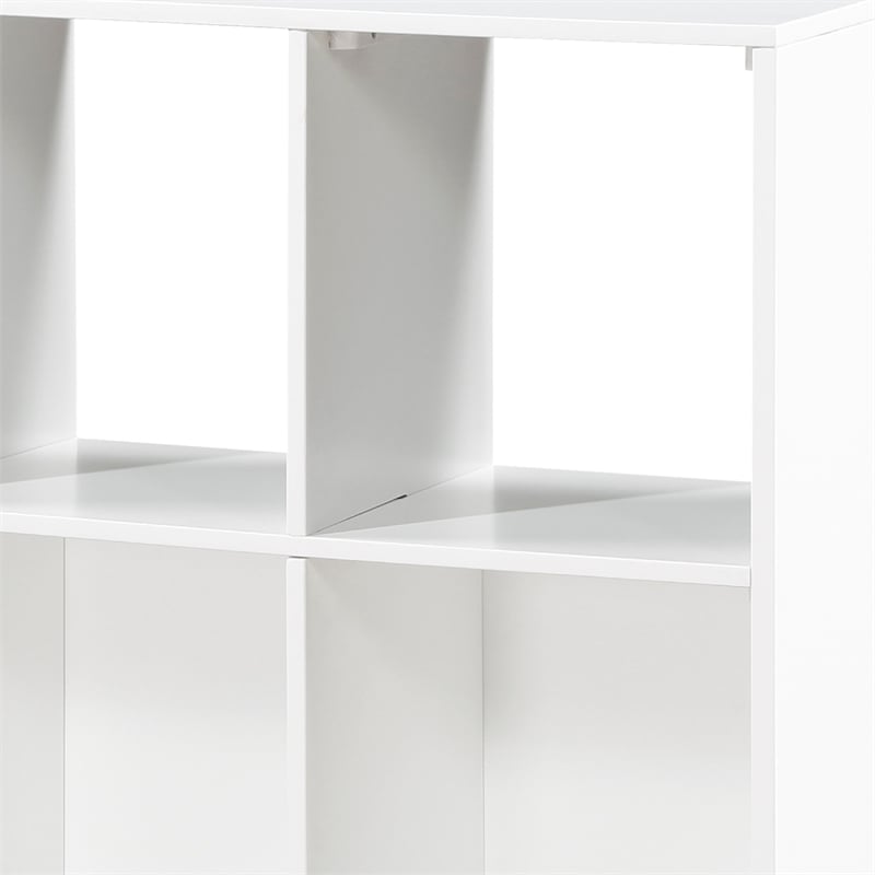 Gare Bookcase-  6 Cubby Shelves- White Wood Frame- Black Base 40 Inch