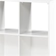 Gare Bookcase-  6 Cubby Shelves- White Wood Frame- Black Base 40 Inch