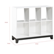 Gare Bookcase-  6 Cubby Shelves- White Wood Frame- Black Base 40 Inch