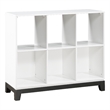 Gare Bookcase-  6 Cubby Shelves- White Wood Frame- Black Base 40 Inch