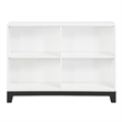 Gare Bookcase  4 Cubby Shelves- White Wood Frame- Black Base 43 Inch