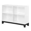 Gare Bookcase  4 Cubby Shelves- White Wood Frame- Black Base 43 Inch