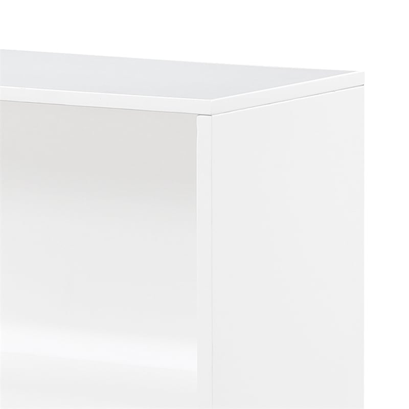 Gare Bookcase  4 Cubby Shelves- White Wood Frame- Black Base 43 Inch