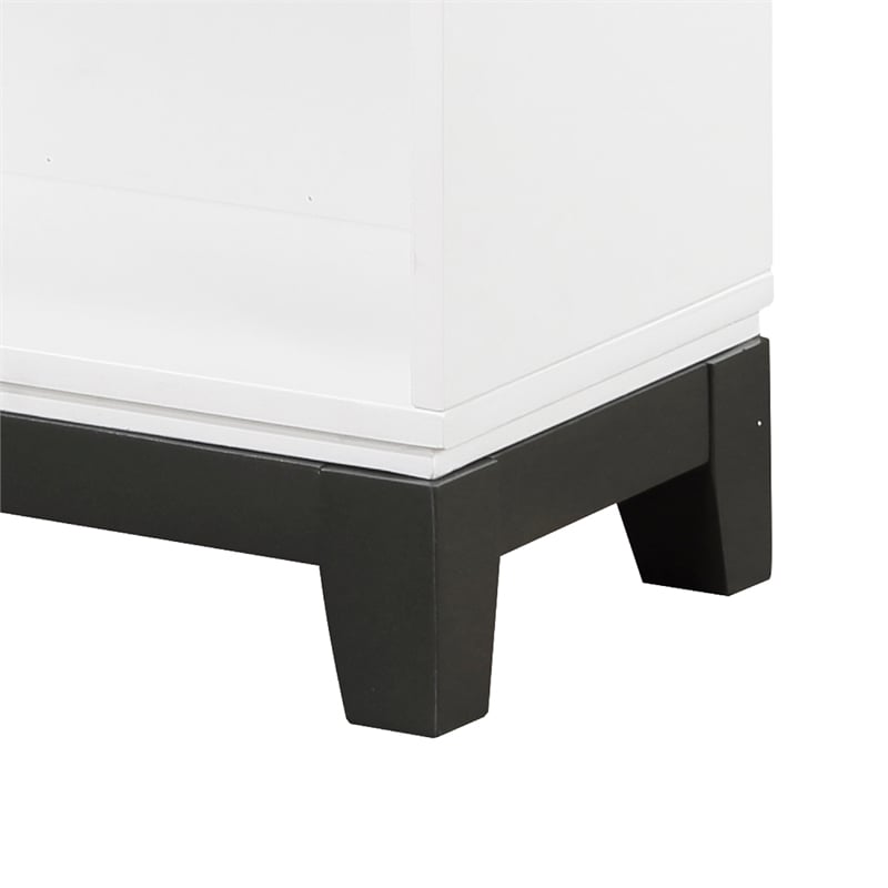 Gare Bookcase  4 Cubby Shelves- White Wood Frame- Black Base 43 Inch
