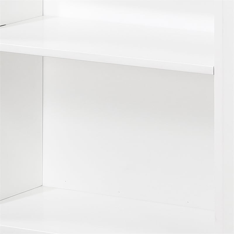Gare Bookcase  4 Cubby Shelves- White Wood Frame- Black Base 43 Inch