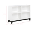 Gare Bookcase  4 Cubby Shelves- White Wood Frame- Black Base 43 Inch