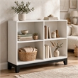 Gare Bookcase  4 Cubby Shelves- White Wood Frame- Black Base 43 Inch