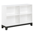 Gare Bookcase  4 Cubby Shelves- White Wood Frame- Black Base 43 Inch