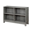 Gare Bookcase  4 Cubby Shelves- Low Profile- Rustic Gray Wood 43 Inch