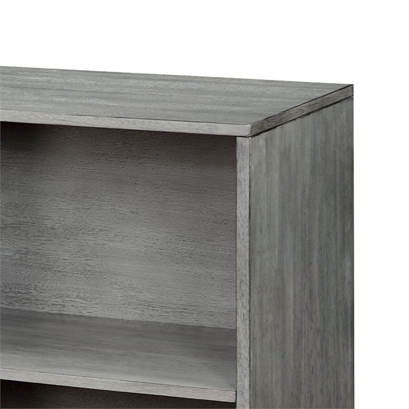 Gare Bookcase  4 Cubby Shelves- Low Profile- Rustic Gray Wood 43 Inch