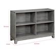 Gare Bookcase  4 Cubby Shelves- Low Profile- Rustic Gray Wood 43 Inch