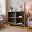 Gare Bookcase  4 Cubby Shelves- Low Profile- Rustic Gray Wood 43 Inch