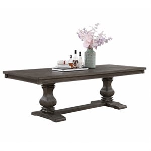 Gemi Dining Table- Chevron Top- Double Pedestal- Oak Brown 76-94 Inch