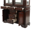 Shaya Hutch- 3 Glass Shelves- 6 Drawers- 2 Doors- Cherry Brown 88 Inch