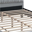 Yuko Full Platform Bed- Tufted Gray Velvet Upholstery- Espresso Brown