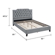 Yuko Full Platform Bed- Tufted Gray Velvet Upholstery- Espresso Brown