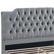 Yuko Queen Platform Bed- Tufted Gray Velvet Upholstery- Espresso Brown