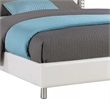 Asma Queen Bed w LED- Charging Station- White Faux Leather Upholstery