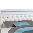 Asma Queen Bed w LED- Charging Station- White Faux Leather Upholstery