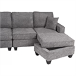Vini 5pc Sectional Sofa Set- 3 Pillows- USB- Foam Fill Slate Gray Chenille