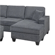 Vini 5pc Sectional Sofa Set- 3 Pillows- USB- Foam Fill Slate Gray Chenille