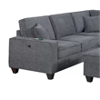 Vini 5pc Sectional Sofa Set- 3 Pillows- USB- Foam Fill Slate Gray Chenille