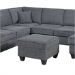 Vini 5pc Sectional Sofa Set- 3 Pillows- USB- Foam Fill Slate Gray Chenille