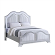 Mody Arched King Bed w LED- Glitter Stripe- Silver Fabric Upholstery- Gray
